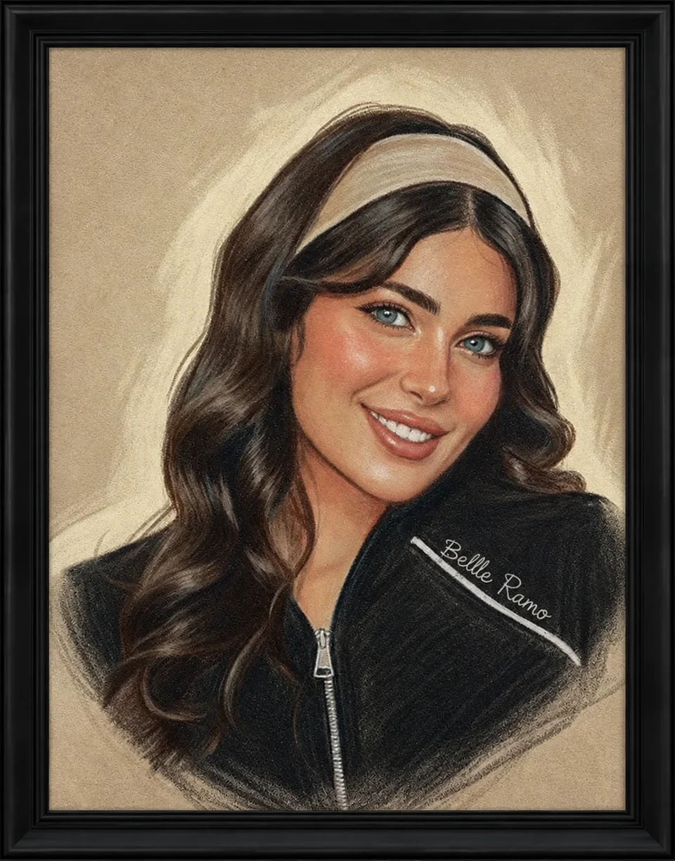 Portrait de femme au pastel, dessiné d'après une photo