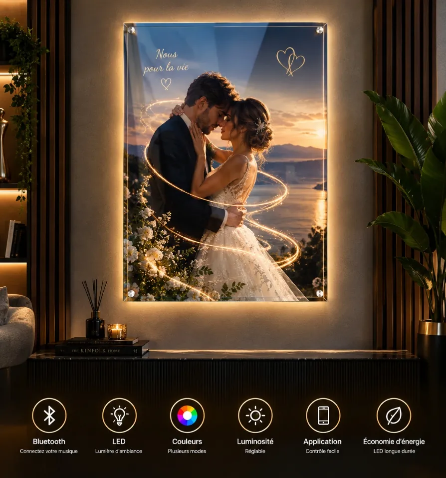 Smart lumière dorée : Bluetooth, LED, couleurs, luminosité, application, économie d'énergie